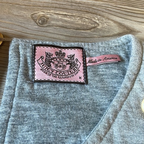 Juicy Couture Studded Sleeveless Sweatshirt Dress Gray M Retro Pockets Comfy - Picture 3 of 10